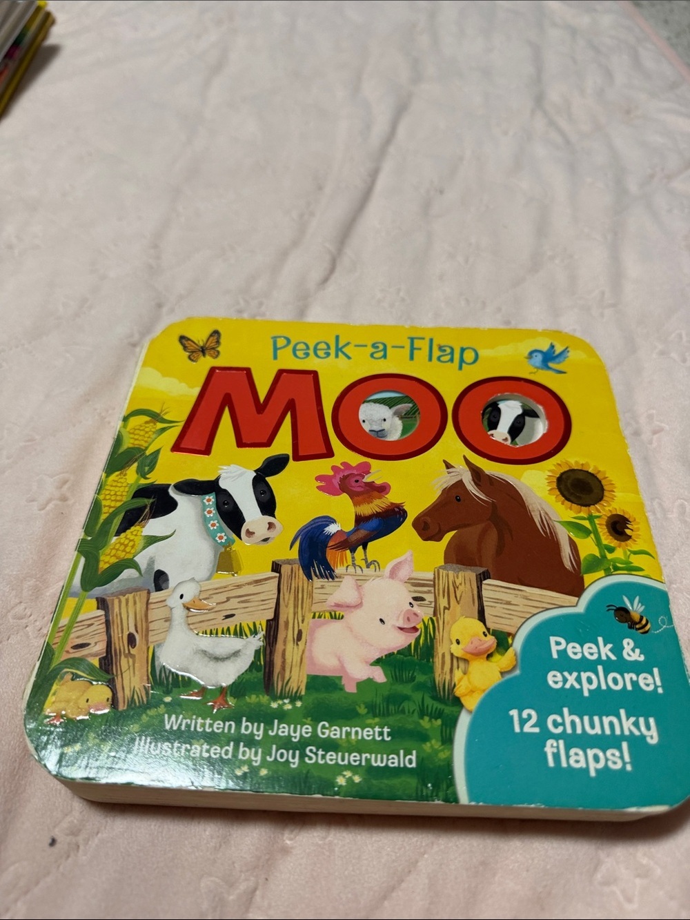 Peek-a-Flap Moo Kids Board Book - Yellow